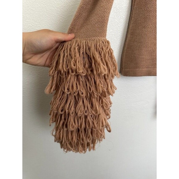 Jonathan Simkhai Loopy Yarn Fringe Cold Shoulder Sweater Merino Wool Women's S - Picture 5 of 10